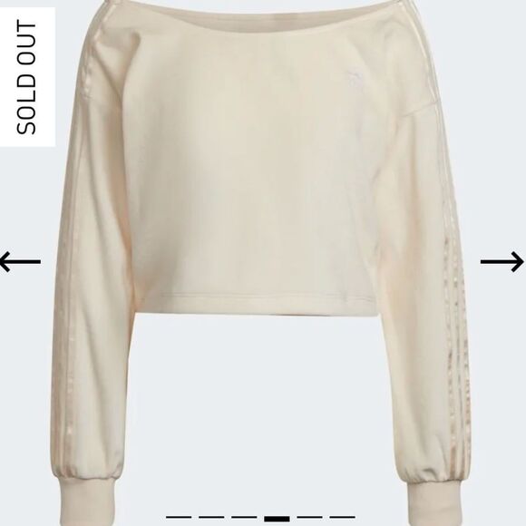 Adidas VELOUR SWEATER BLAMER S NWT CREAM - Picture 4 of 11